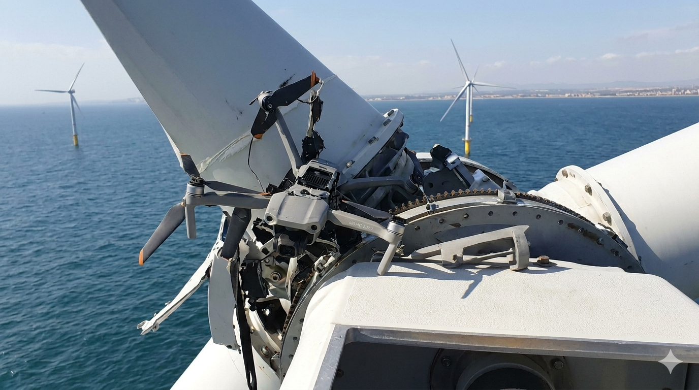 Colisión aérea en Valencia: dron recreativo choca con turbina eólica